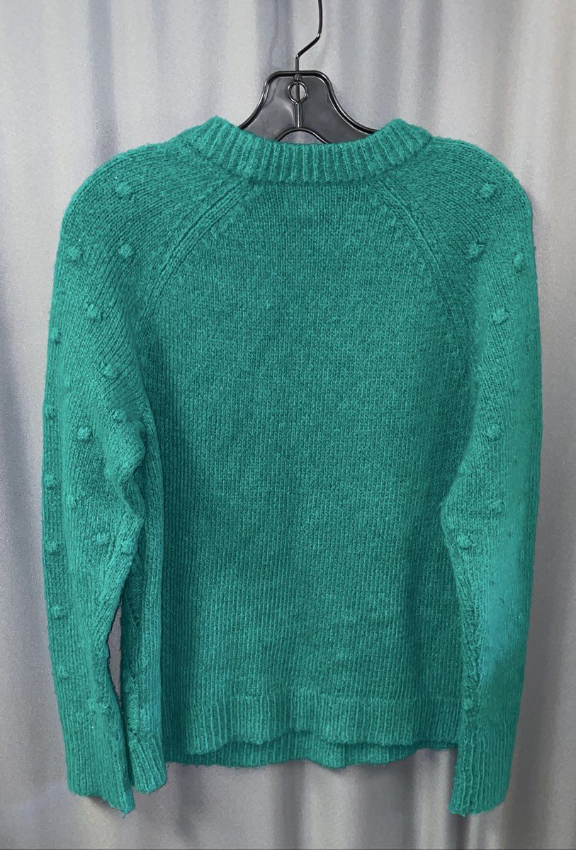 Sonoma Women's Green Pointelle Lace Knit Bobble Crew Neck Sweater Sz M