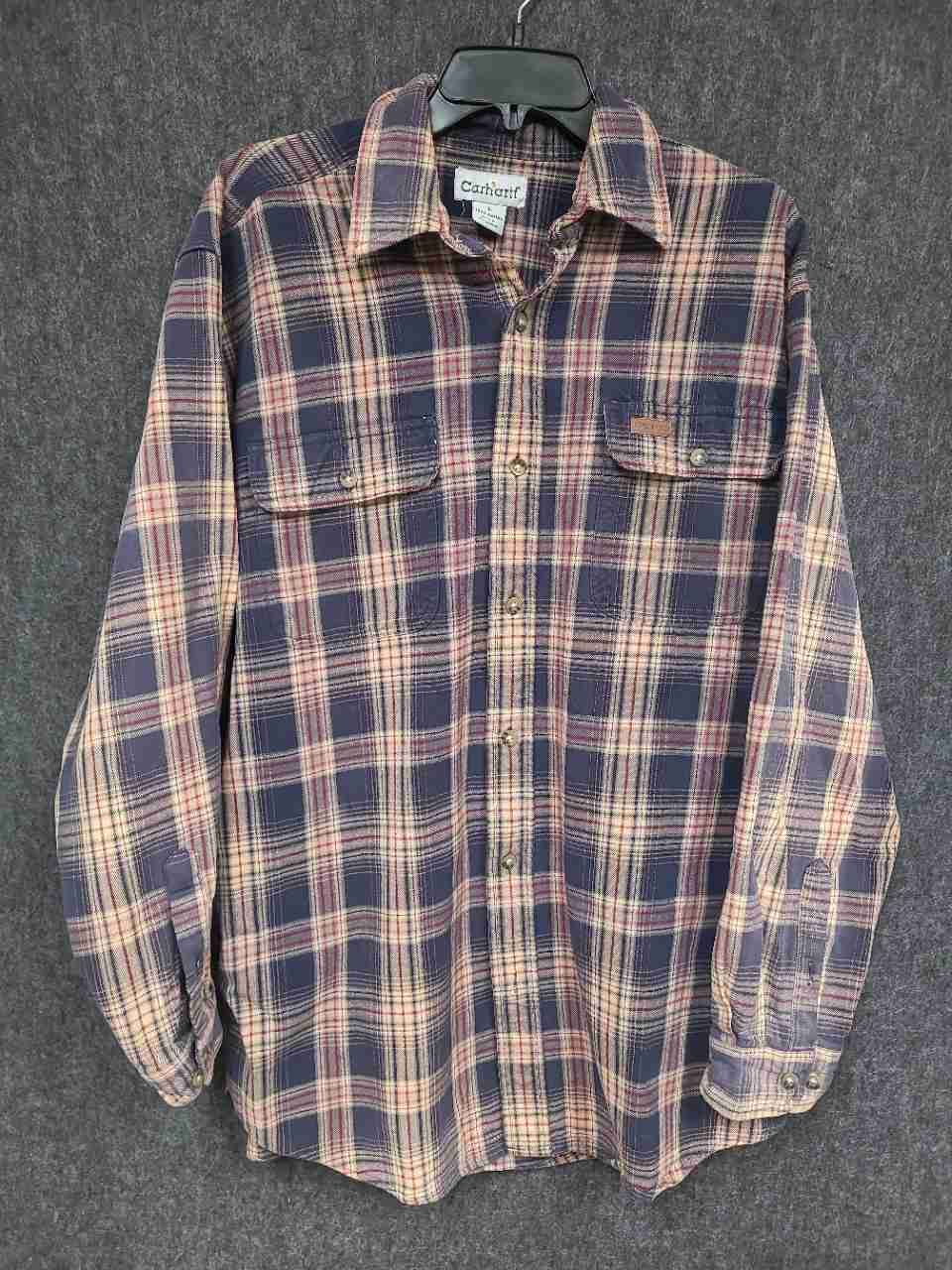 Carhartt Men's Plaid Long Sleeve Button Down Cotton Work Shirt Sz L