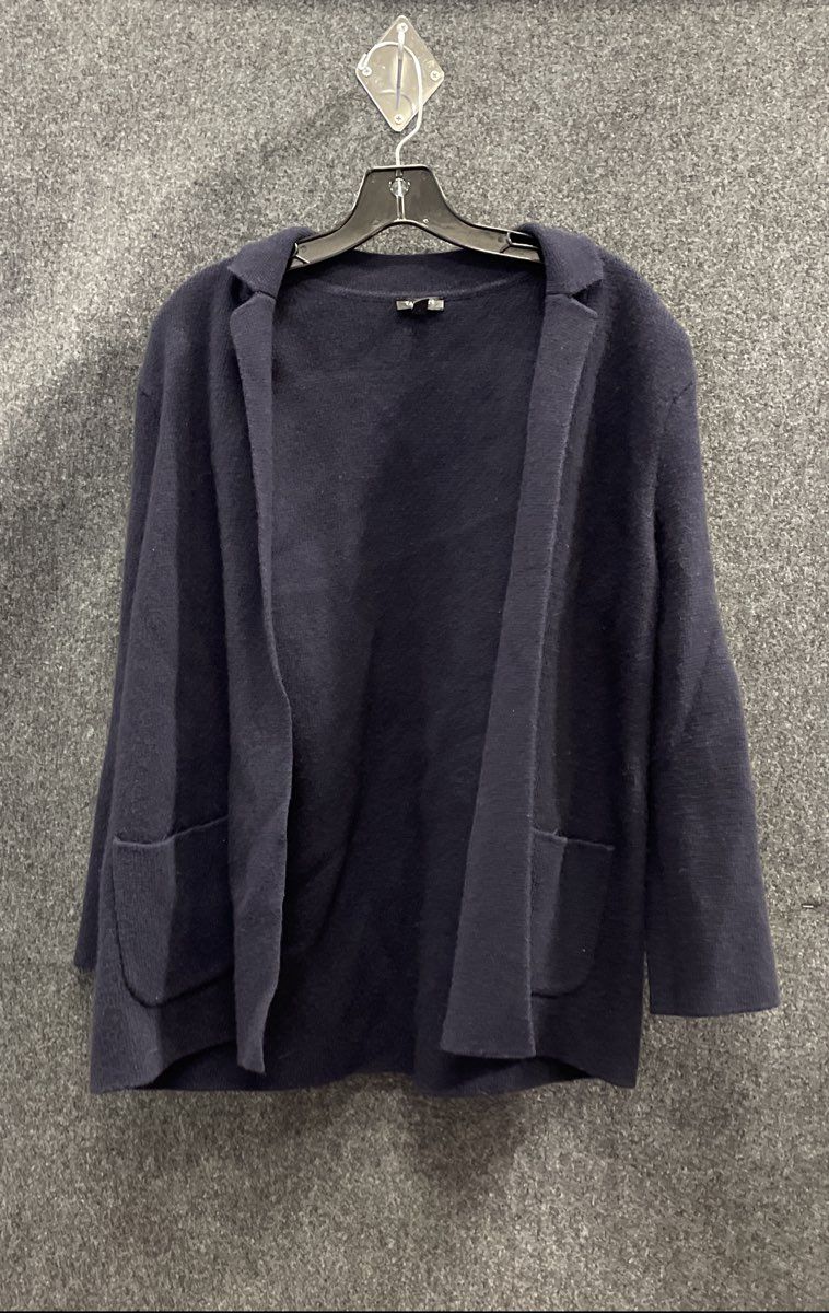Talbots Women's Dark Blue Notched Lapel Open Front Cardigan Sweater Petite Sz LP