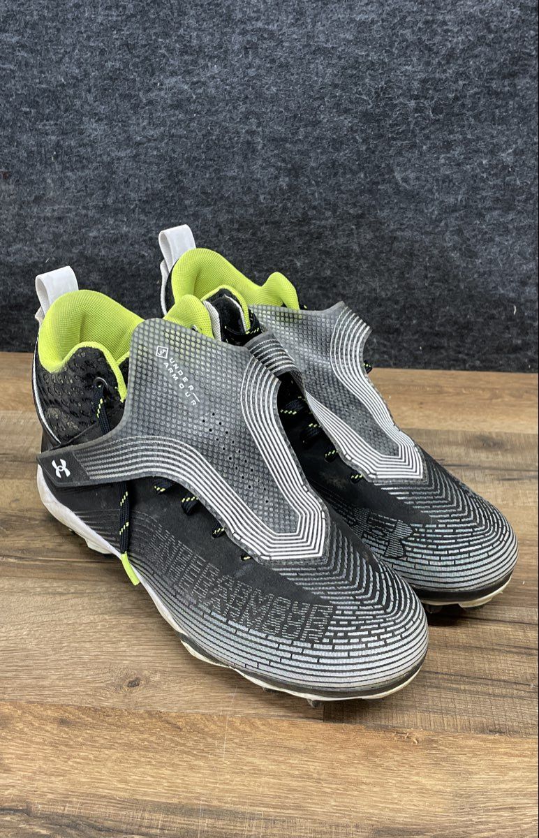 Under Armour Hammer MC Black Grey Lime Green Lacrosse Football Cleats Size 9