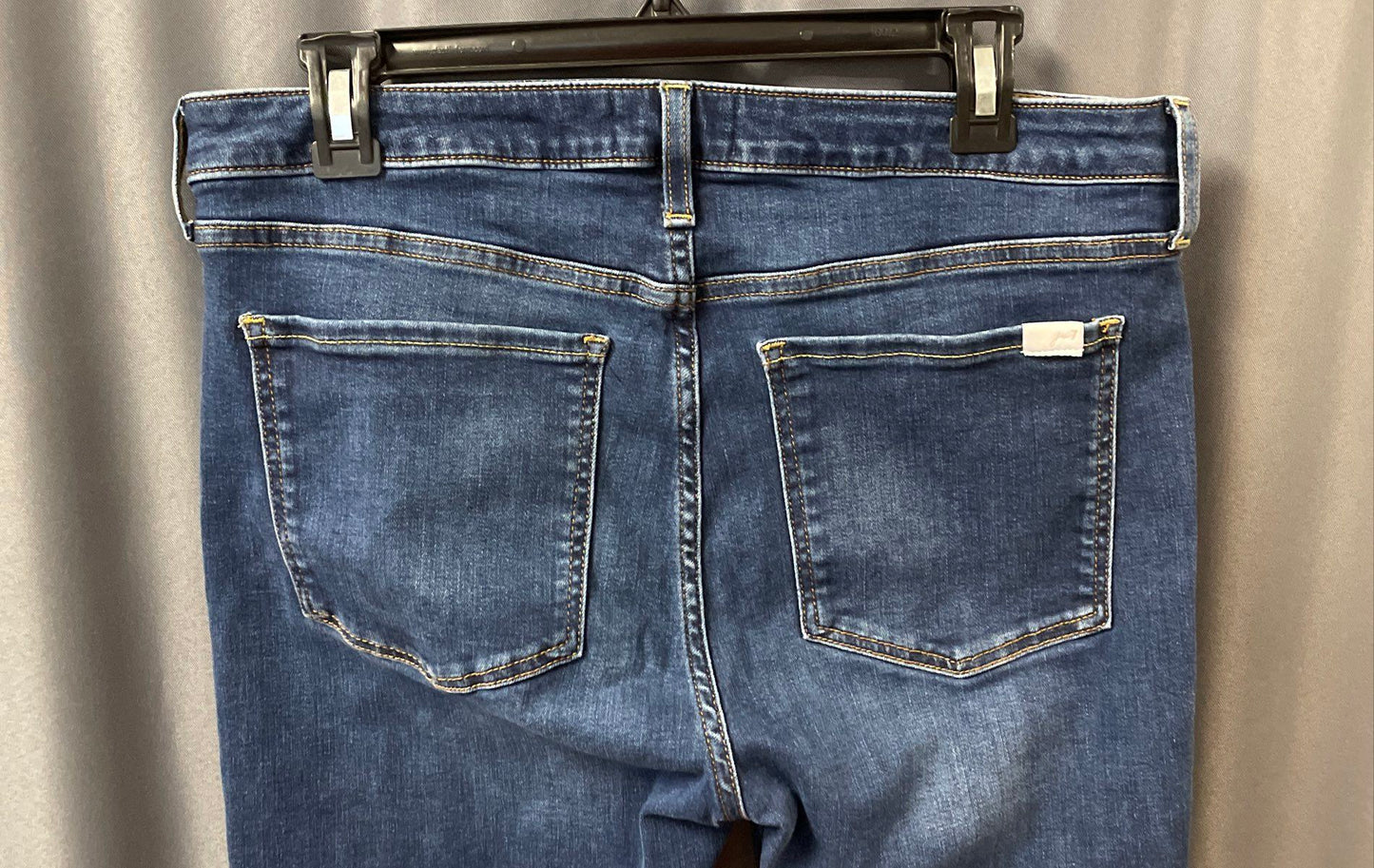 Jen 7 Women's Dark Blue Whiskered Stretch Slim Straight Jeans Size 10