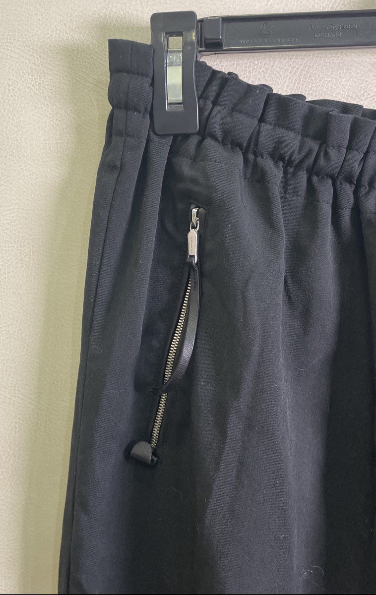 Coach Women's Black Elastic Paperbag Waist Drawstring Tapered Pants Sz 8