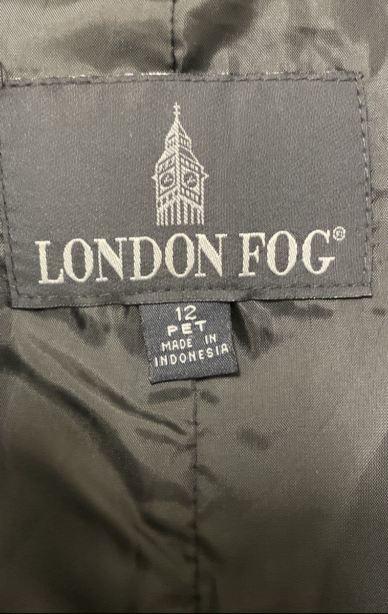 London Fog Women's Black Double Breasted Belted Trench Coat Size 12 Petite