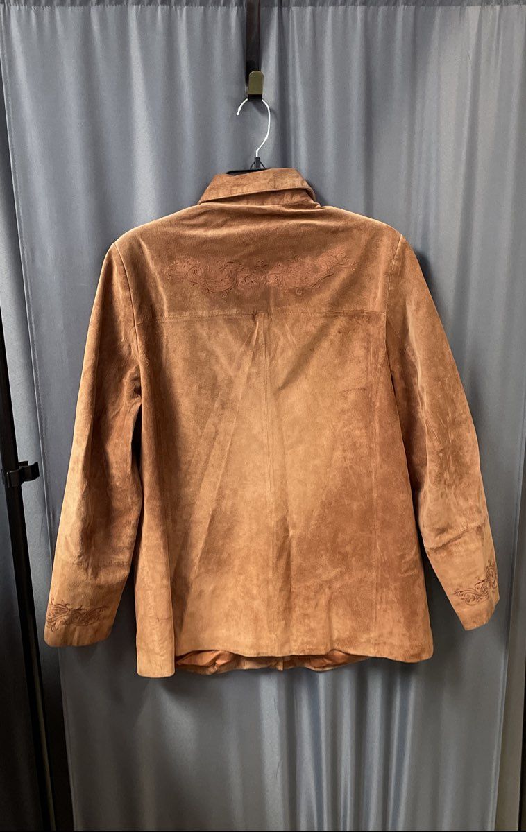 Draper's & Damon's Women's Brown Leather Paisley Embroidered Jacket Sz L