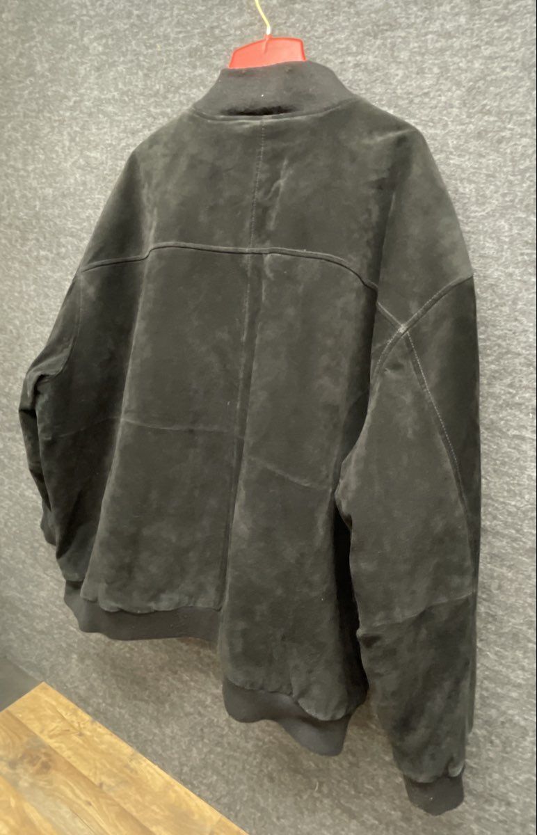 Urban Baron Men's Black Suede Bomber Jacket Quilted Lined Full Zip L