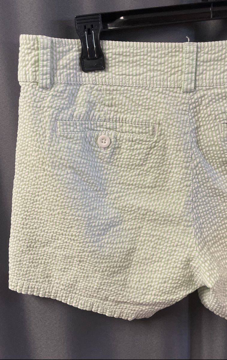 Lilly Pulitzer Women's Green White Seersucker Striped Shorts Sz 10