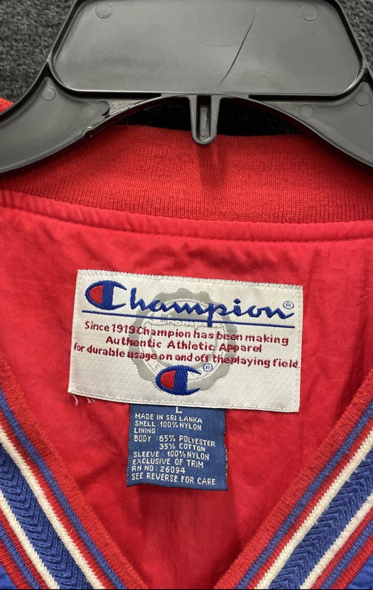 Vintage 90s Champion Men's Fork Union Football Pullover Jacket Blue Sz L
