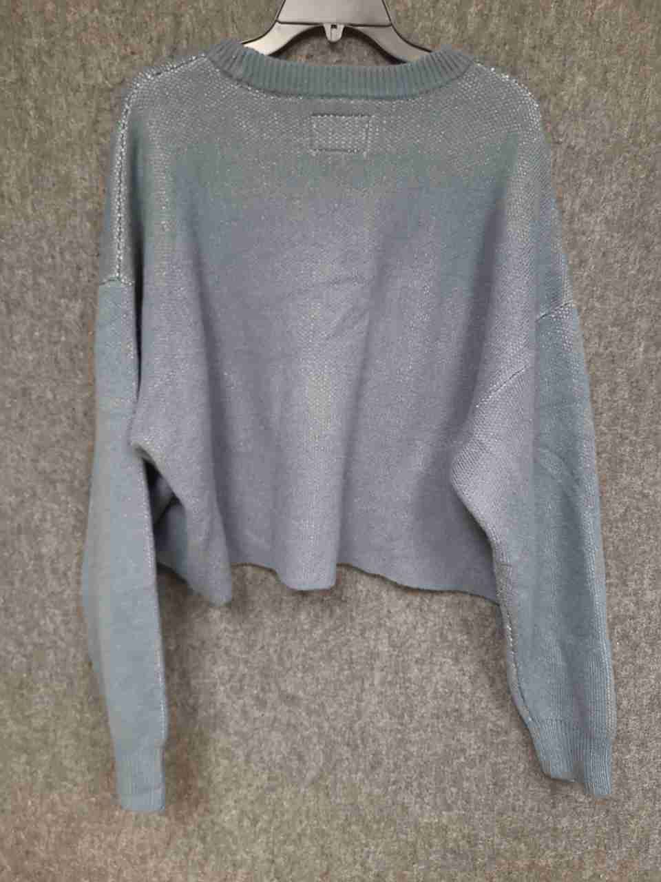 PacSun Men's Connectivity Cropped Sweater Blue Jacquard Knit Size M