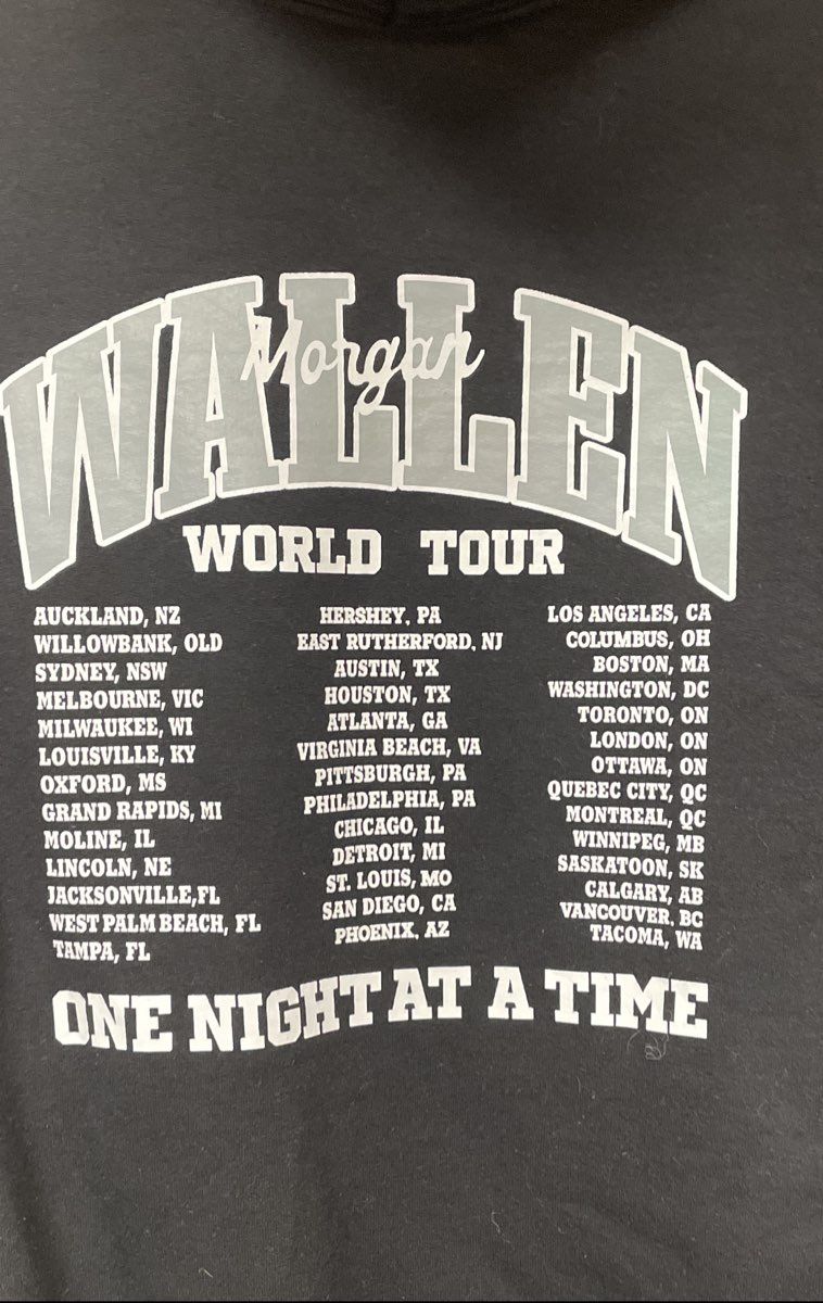 Morgan Wallen Youth Hoodie Sweatshirt Black One Night At A Time Tour Y XL