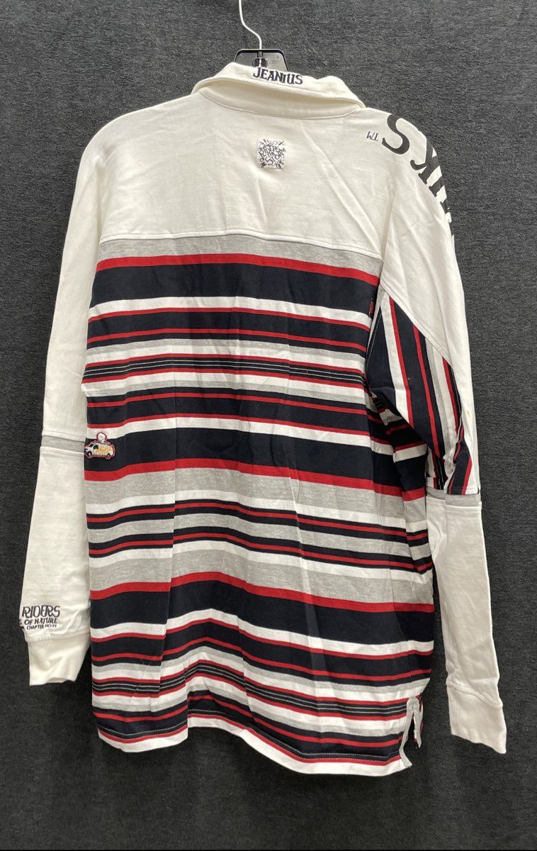 Vintage Y2K Akademiks Men's Rugby Shirt Striped Long Sleeve Jeanius 99 Sz XL