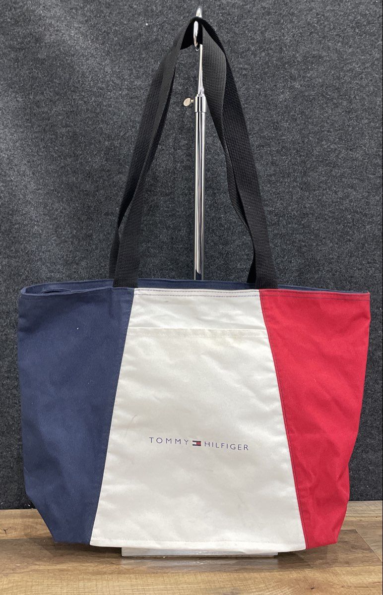 Tommy Hilfiger Red White Blue Tricolor Canvas Logo Tote Bag Handbag