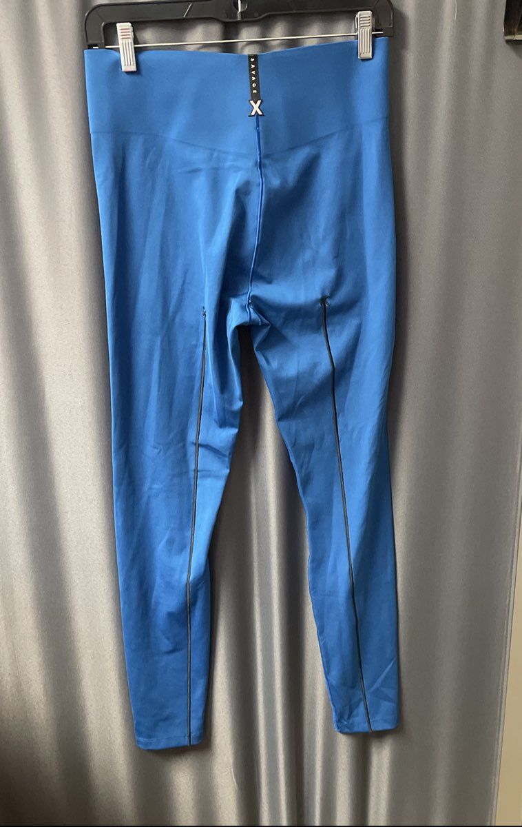 Savage x Fenty Women's Blue Workout Set Strappy Bra XL Leggings L
