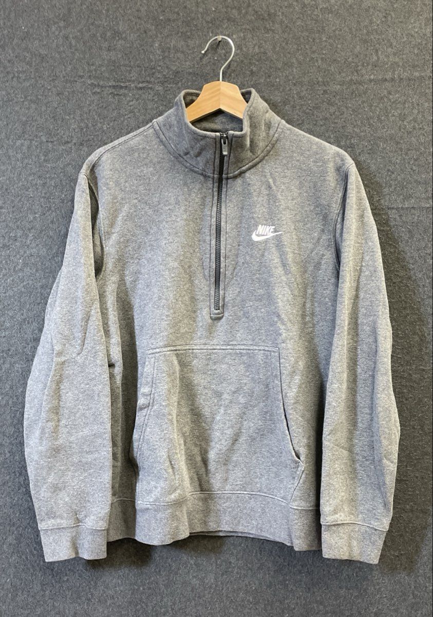 Nike Men's Grey Fleece Quarter Zip Pullover Mock Neck Sweatshirt Sz M