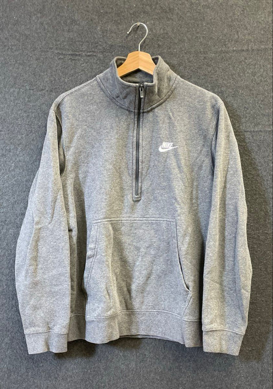Nike Men's Grey Fleece Quarter Zip Pullover Mock Neck Sweatshirt Sz M