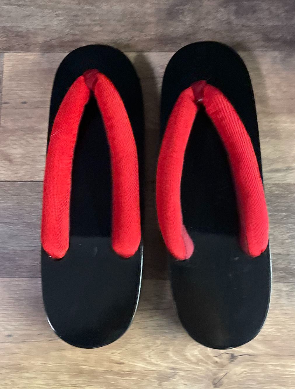 Niwayuki Japanese Wooden Geta Clogs Black Red Hanao Sandals Size 25.5