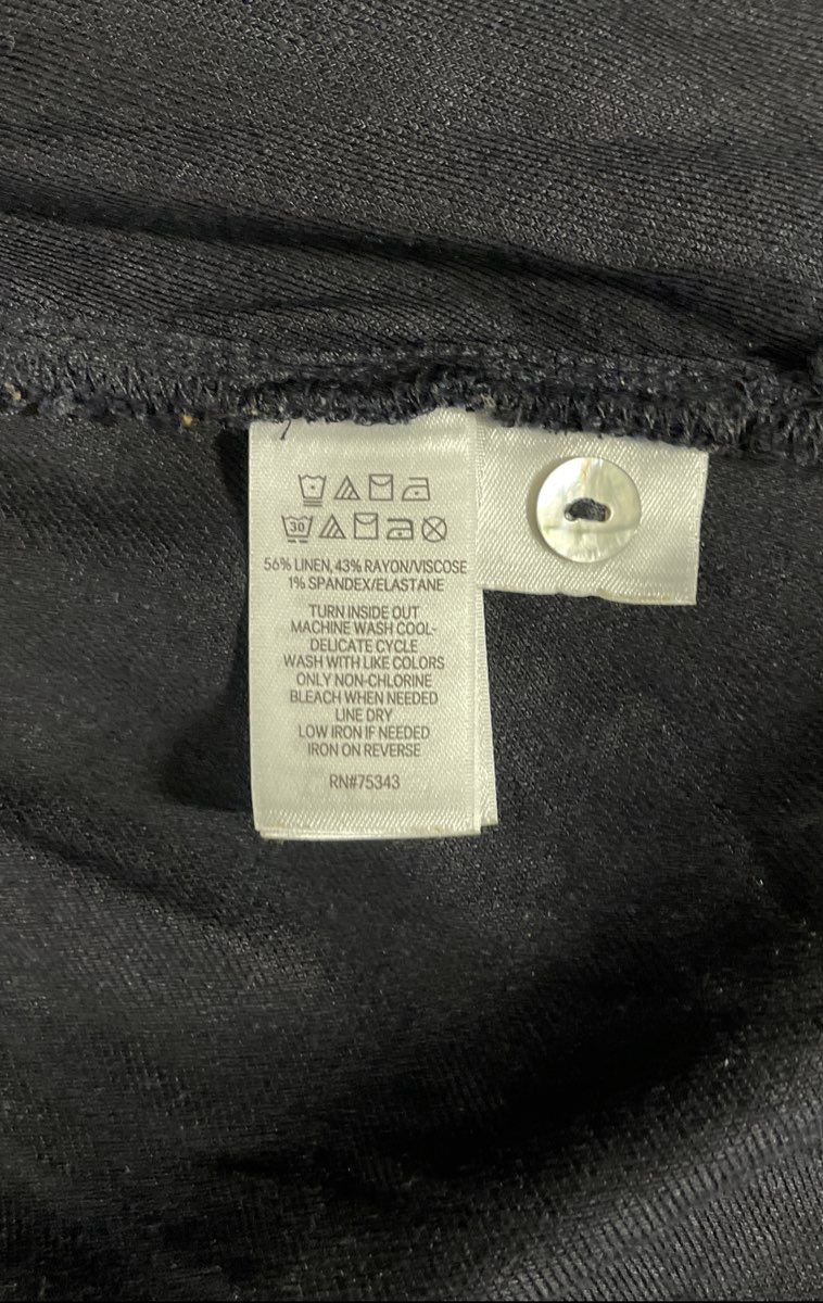 Tahari Women's Black Longline Linen Blend Button Front Tie Waist Vest Sz 2