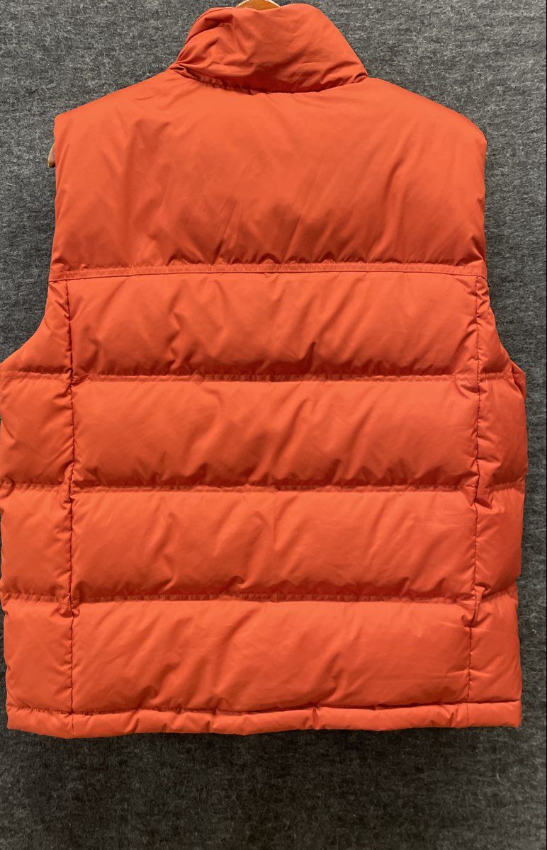 L.L. Bean Men's Orange Down Puffer Vest Quilted Insulated Full Zip Snap Sz M