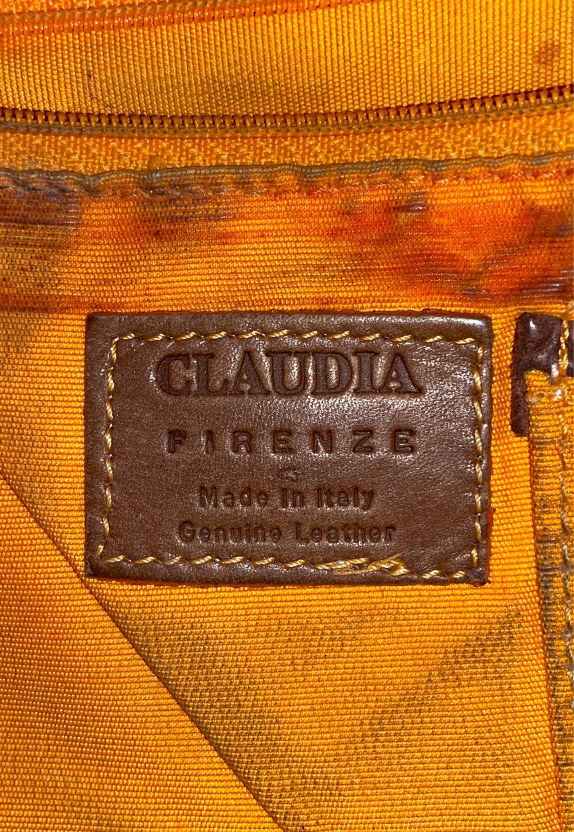 Claudia Firenze Brown Croc Embossed Leather Tote Shoulder Bag Made in Italy
