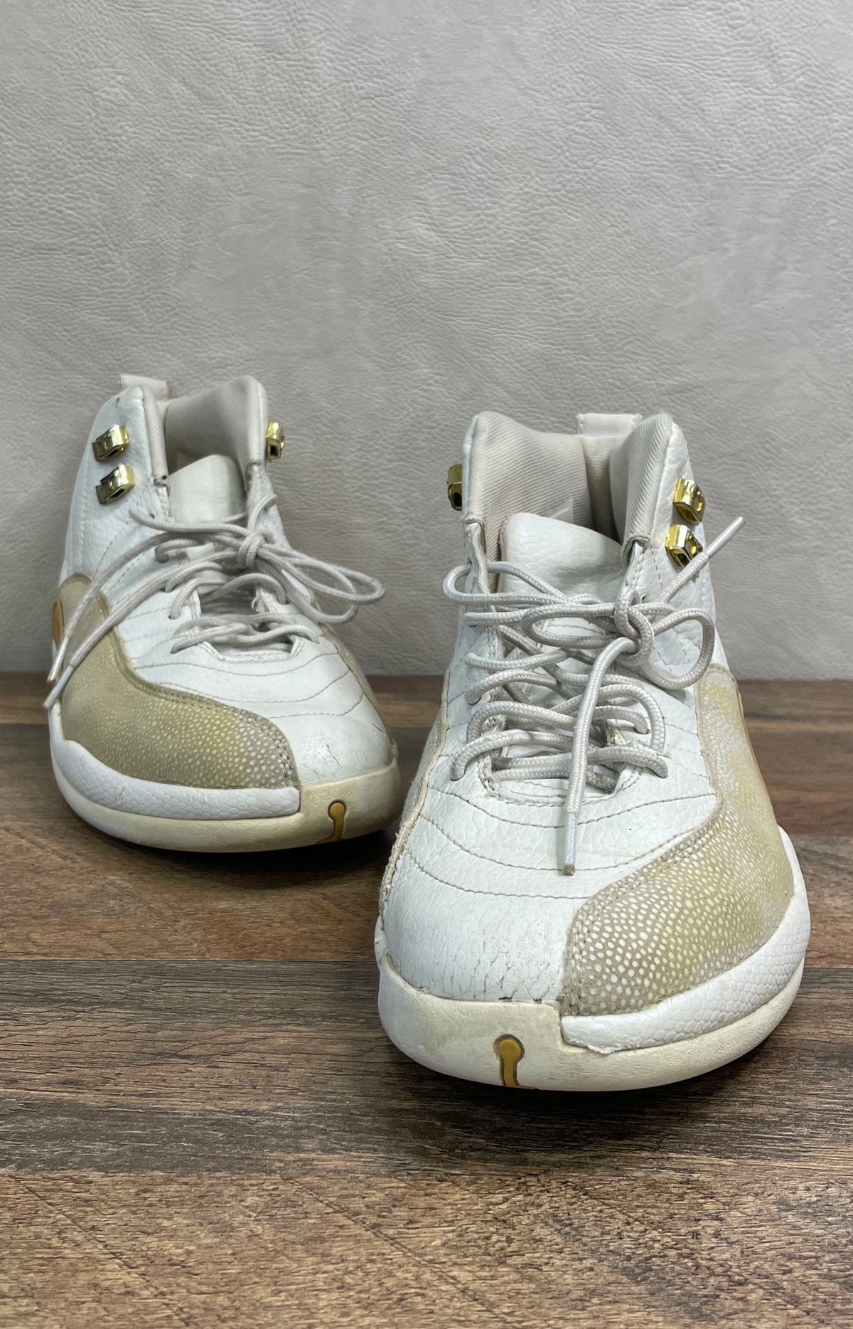 Nike Air Jordan 12 Retro OVO White Metallic Gold Sneakers Men's Size 10