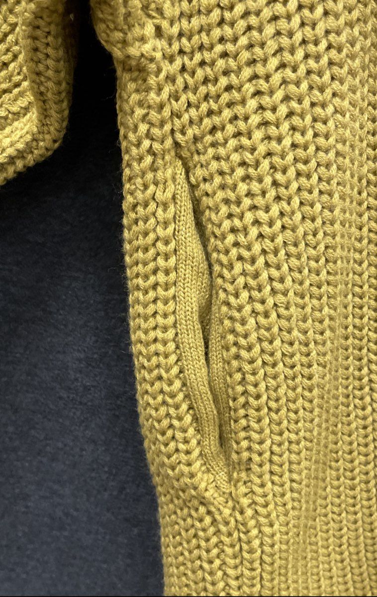 Oli & Hali Women's Mustard Yellow Chunky Knit Hooded Duster Sweater Sz L NWT