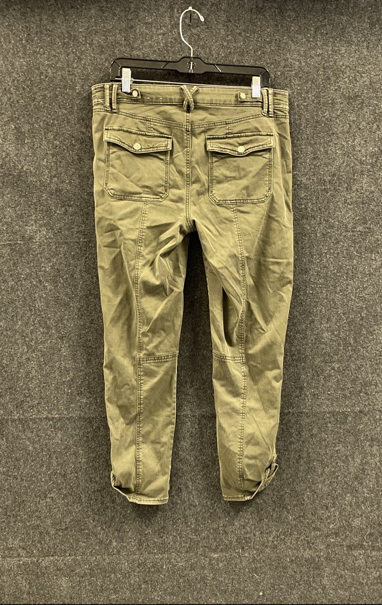 White House Black Market Women's The Straight Crop Pants Olive Green Sz Medium