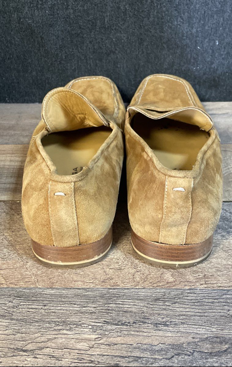 Via Spiga Tan Suede Square Toe Penny Loafers Made in Italy Size 10.5