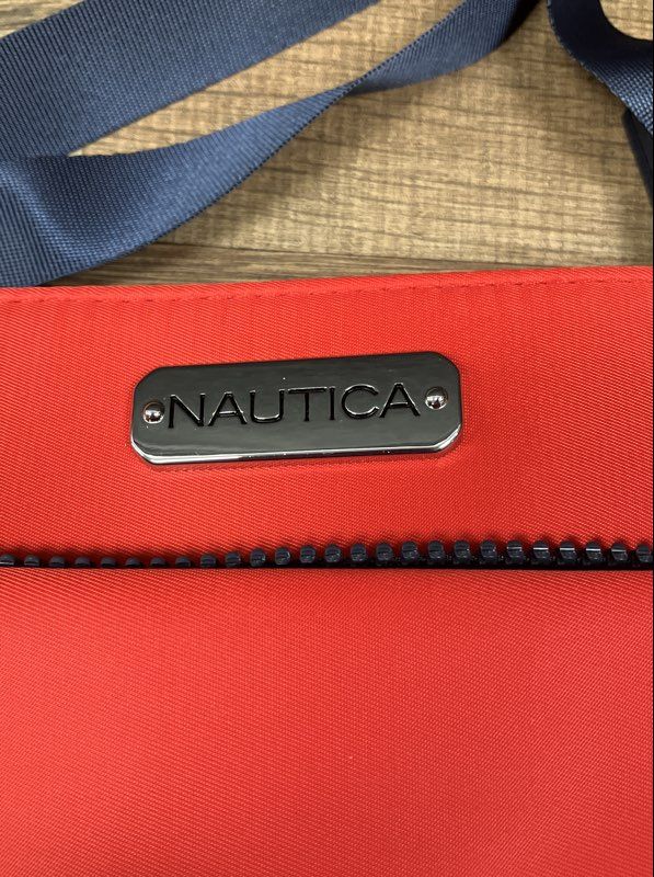 Nautica Red Navy Blue Nylon Crossbody Bag Travel Purse NWT