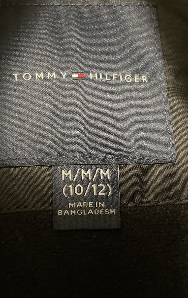 Tommy Hilfiger Boys Black Hooded Puffer Jacket Insulated Full Zip Sz M (10/12)