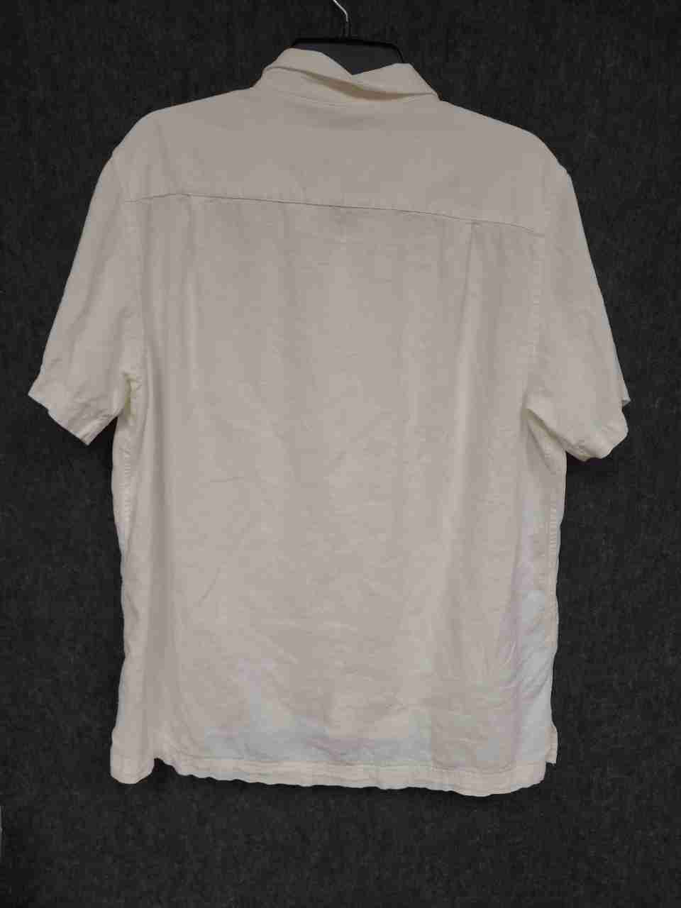 Scotch & Soda Men's Off White Linen Blend Pintuck Short Sleeve Shirt Size L