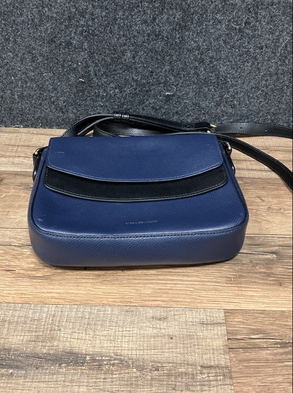 Vera Bradley Navy Blue Black Pebbled Faux Leather Flap Crossbody Bag