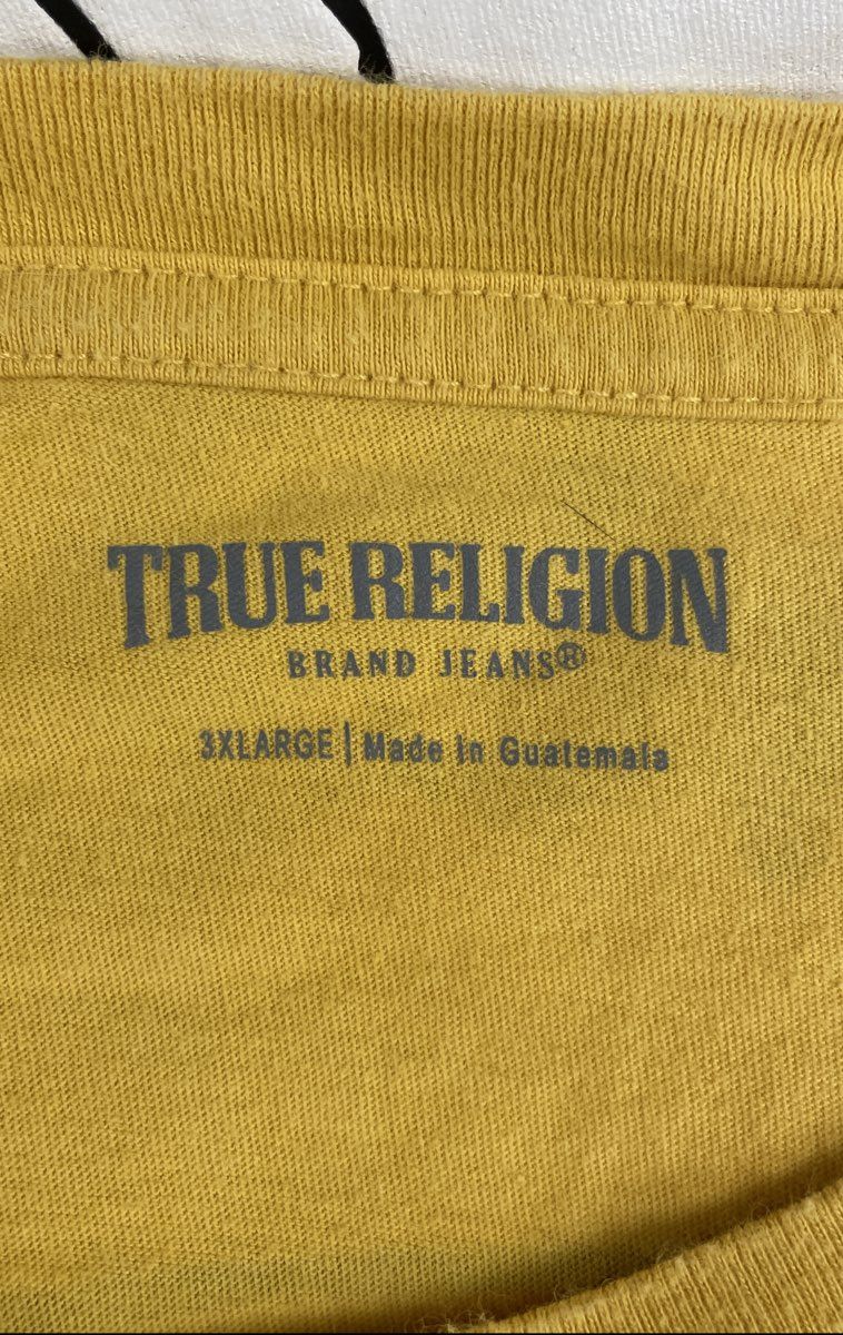 Men's Size 3XL Yellow True Religion Buddha Logo Tshirt
