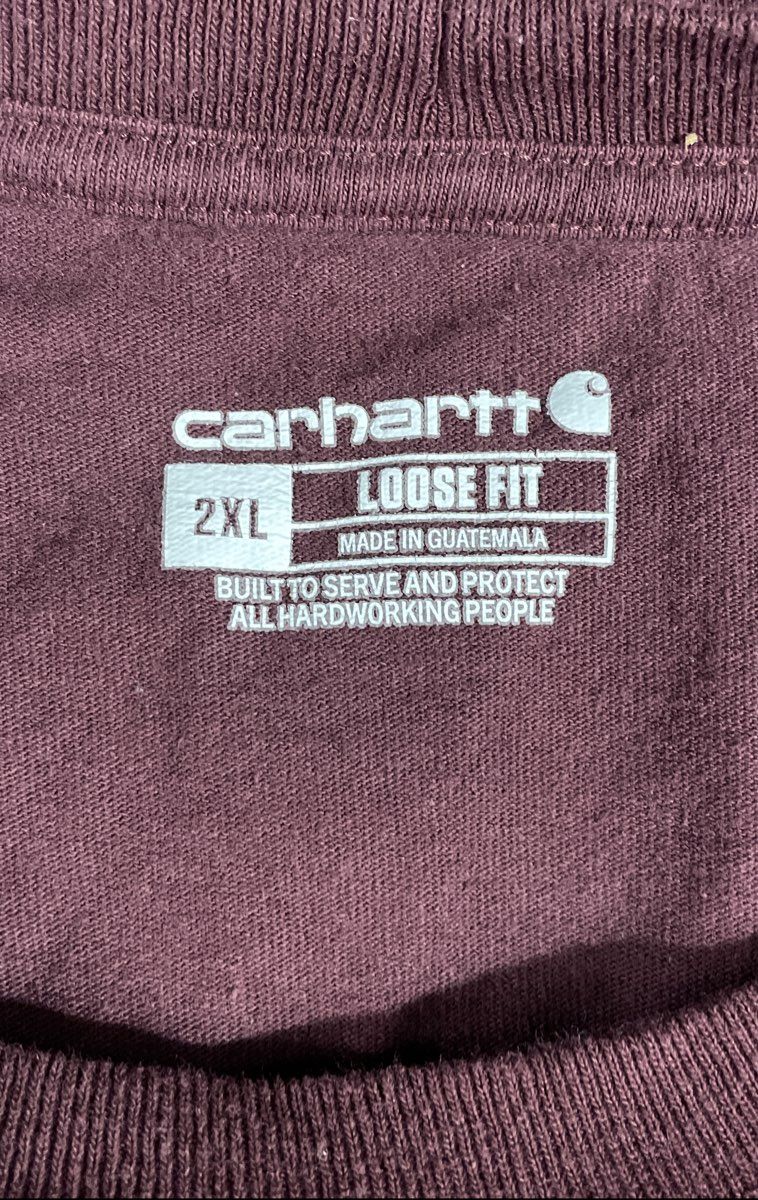 Carhartt Men's K87 Workwear Pocket T-Shirt Burgundy Red Loose Fit Sz 2XL