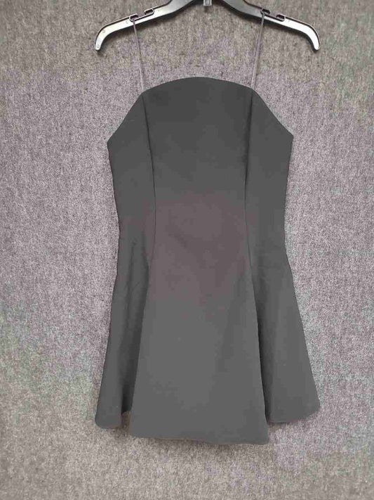 Amanda Uprichard Women's Black Strapless Flare Drop Waist Mini Dress Sz S NWT