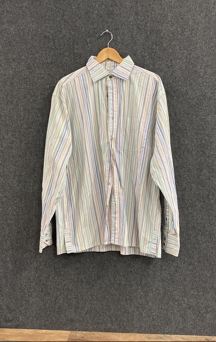 Alexander Julian Men's Striped Italian Cotton Shirt Multicolor XL