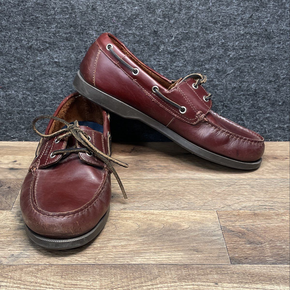 Bass Seafarer Burgundy Leather 2-Eye Boat Shoes Men's Size 10.5 M