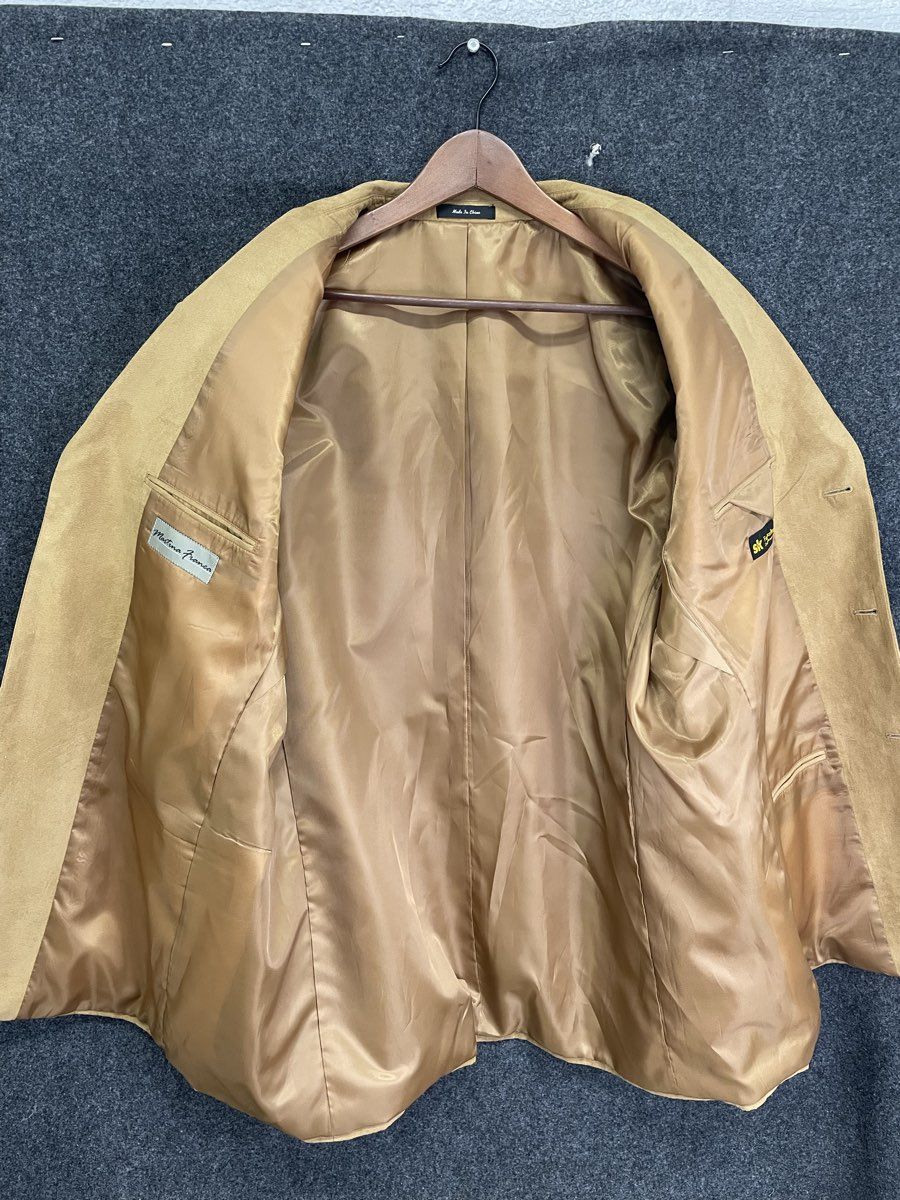 S&K Famous Brands Men's Tan Faux Suede 3-Button Blazer Jacket NWT Sz 48 Long