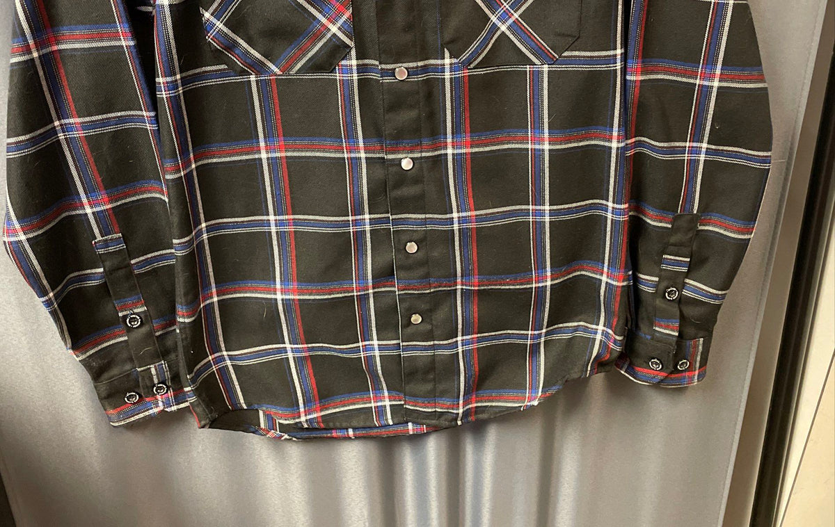 Dixxon Flannel Co Johnny's Saloon Huntington Beach Black Plaid Shirt Sz XS