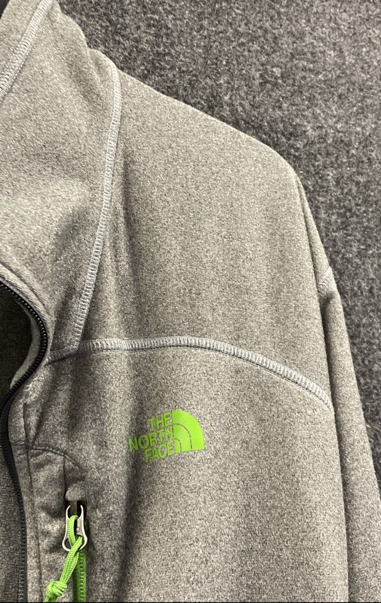 The North Face Men's Grey Full Zip Fleece Jacket Lime Green Accents Sz XXL