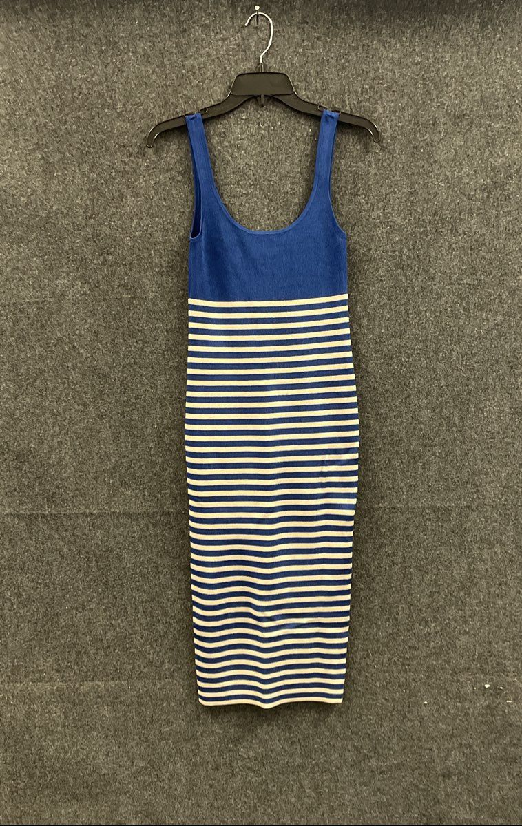 J. Crew Women's Blue White Striped Viscose Knit Midi Sheath Dress Sz XS NWT