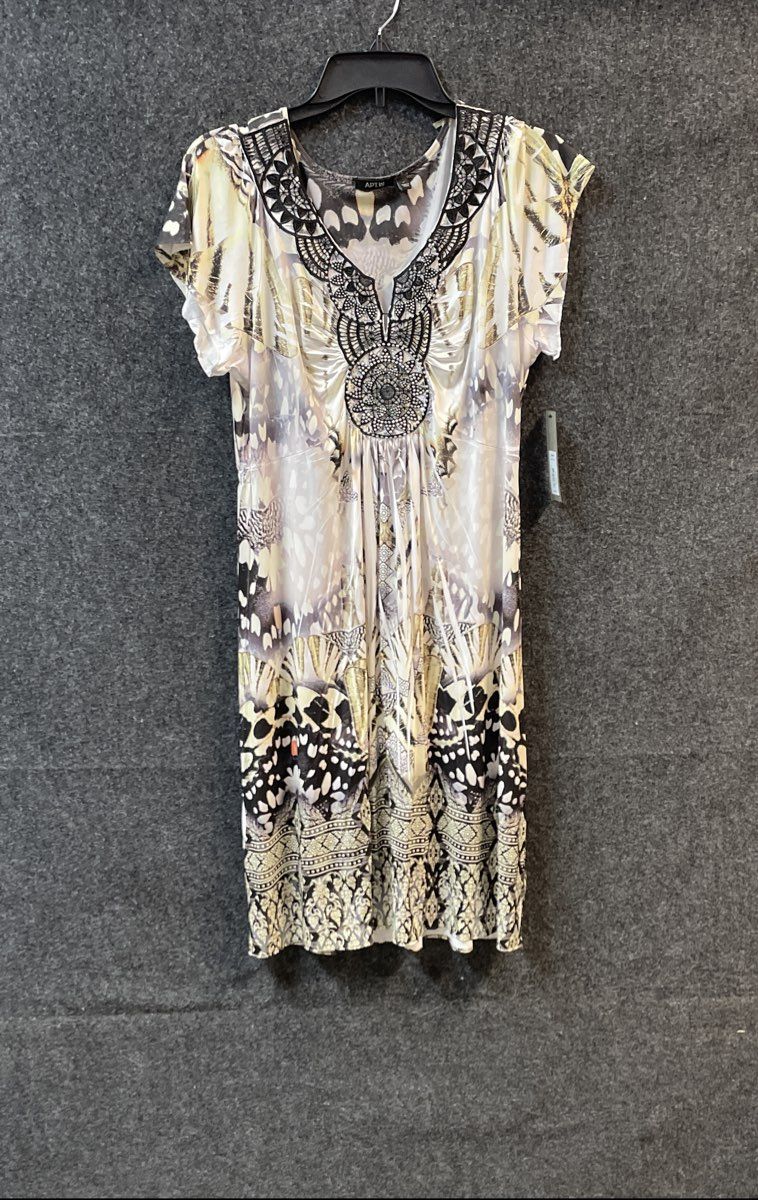 Apt. 9 Women's Multicolor Butterfly Print Bling Applique Dress Sz L NWT