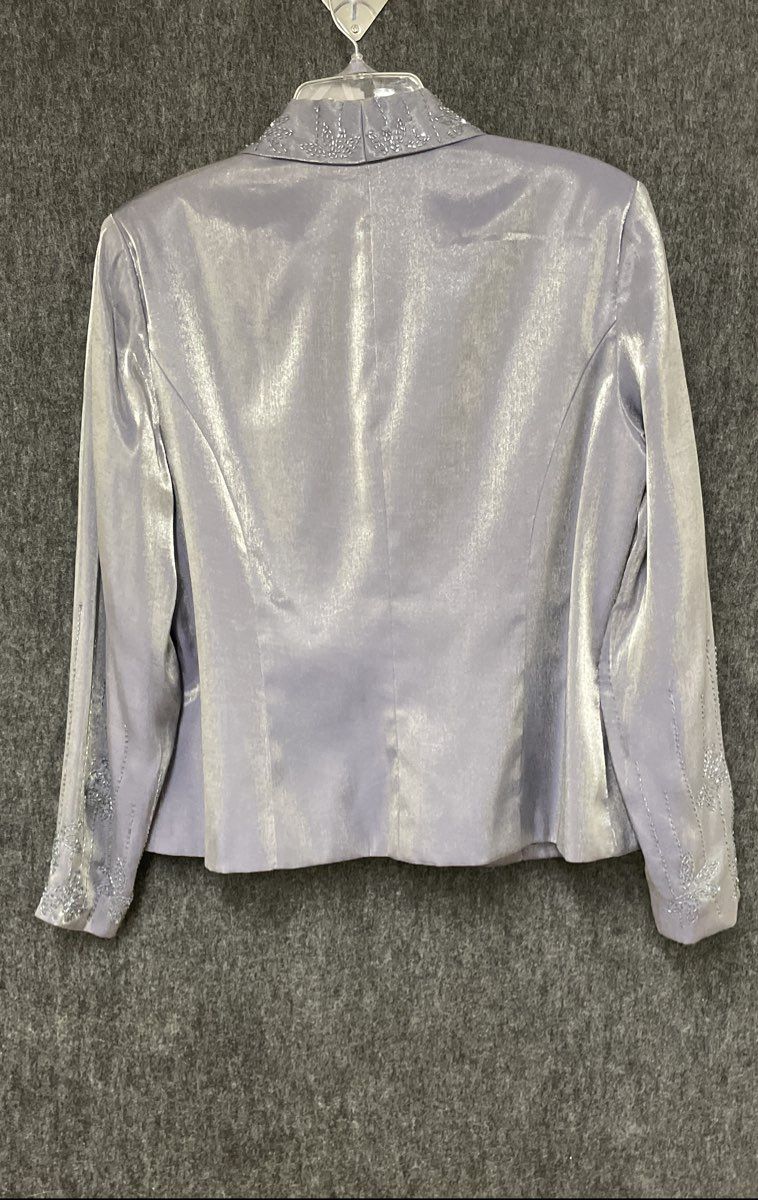 Alex Evenings Women's Lavender Beaded Shimmer Open Evening Jacket Sz 14P