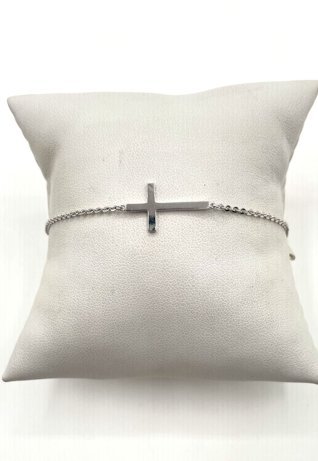 925 Sterling Silver Cross Charm Bracelet 2.4g