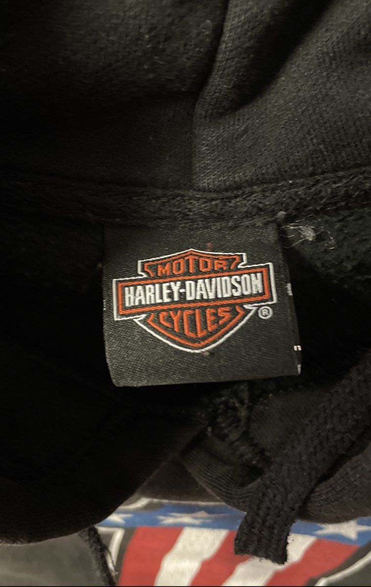 Harley-Davidson Men's Black #1 Stars Stripes Graphic Pullover Hoodie Sz L