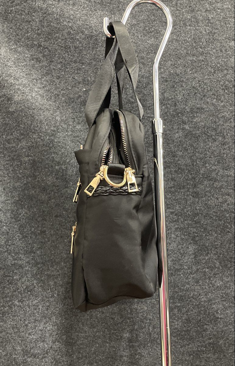 Beverly Hills Polo Club Black Nylon Handbag Tote Gold Hardware