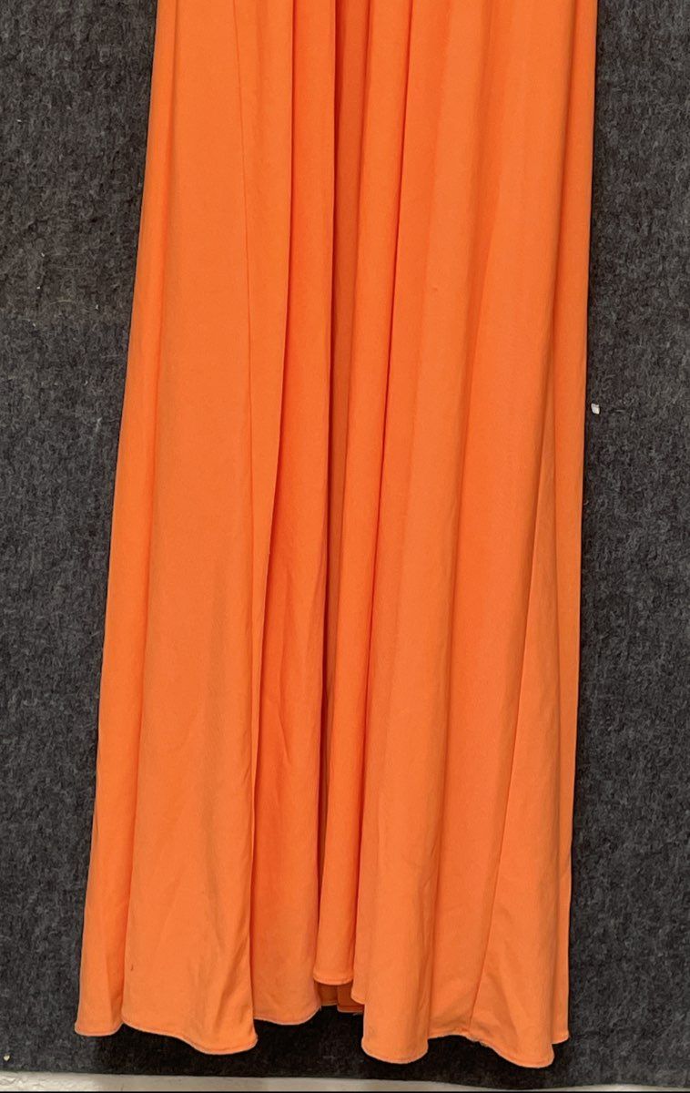 Hailey Logan Women's Vibrant Orange Sequin Halter Evening Dress Size 5