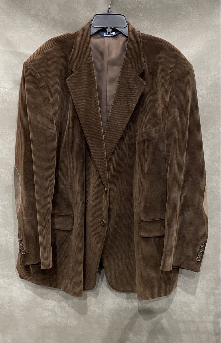 Stafford Men's Brown Corduroy Sport Coat Blazer Elbow Patches Sz 52R