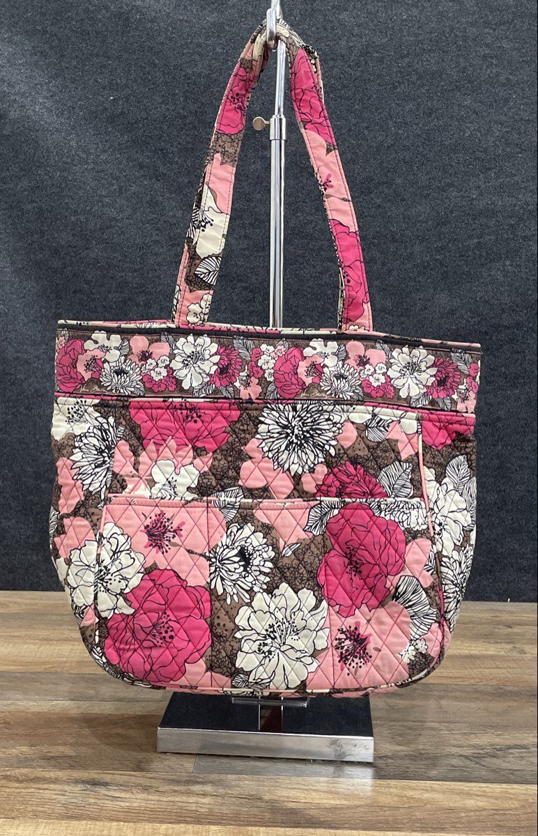 Vera Bradley Symphony in Hue Pink Floral Quilted Cotton Large Vera Tote Bag