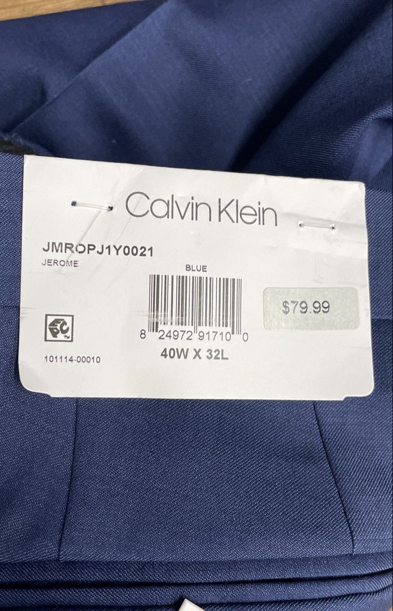 Calvin Klein Men's Jerome Slim Fit Navy Blue Wool Stretch Suit Pant NWT 40x32