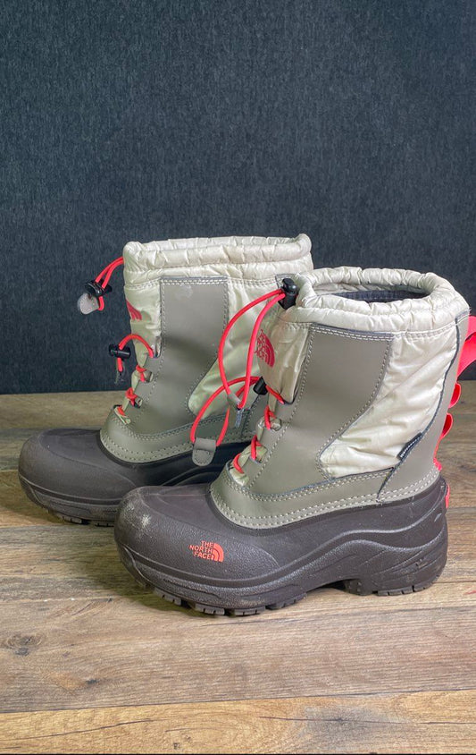 The North Face Alpenglow IV Waterproof Snow Boots Grey Pink Youth Size 3