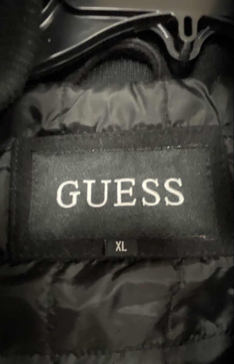 Guess Men's Black Hooded Military Utility Field Jacket Quilted Lining Sz XL